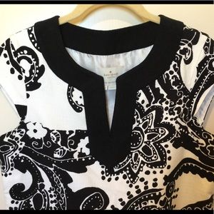 Kate Spade Blk/Wht Paisley Cap Sleeve Dress